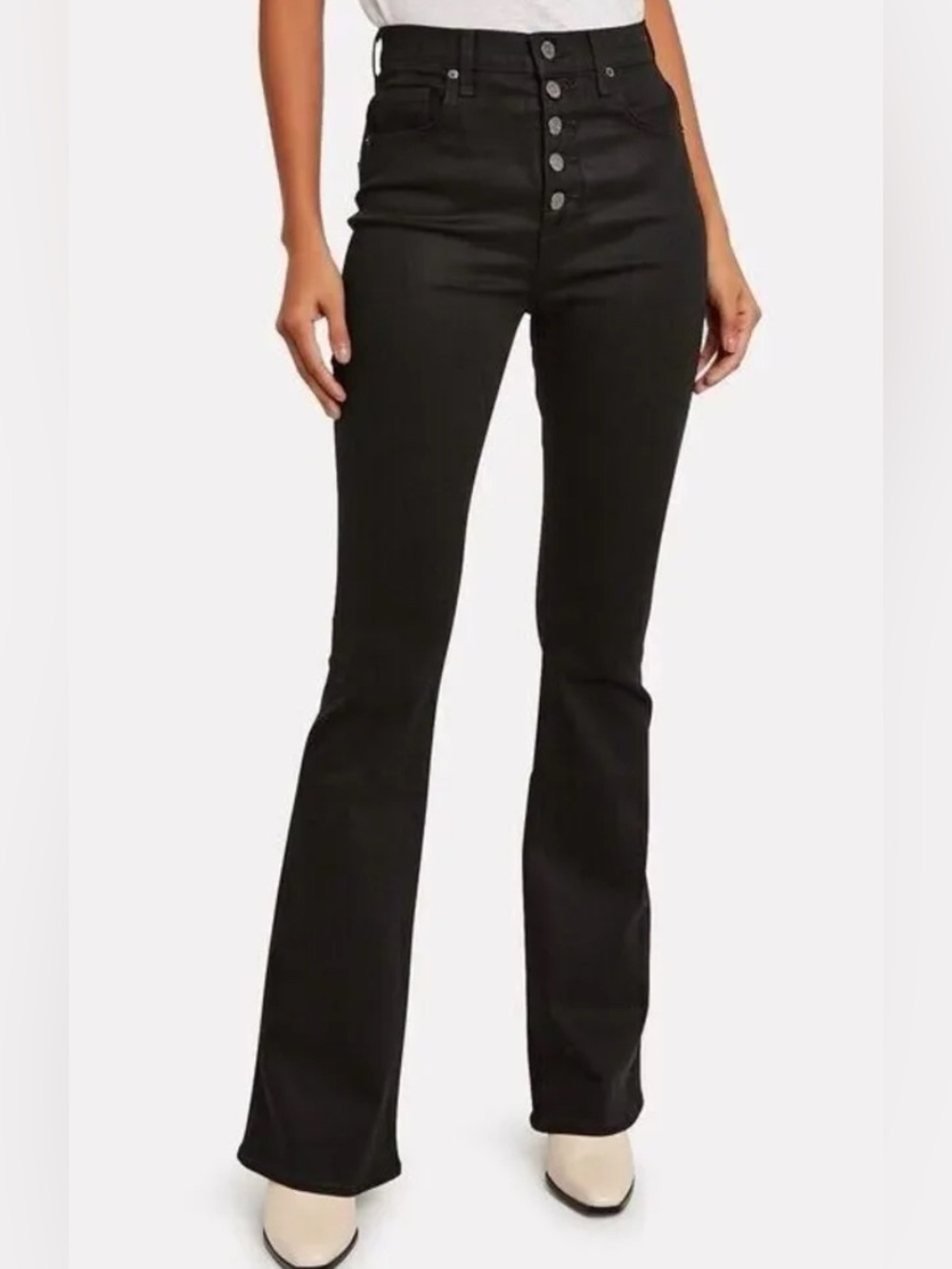 Veronica Beard Beverly skinny flare black jeans with buttons NWT